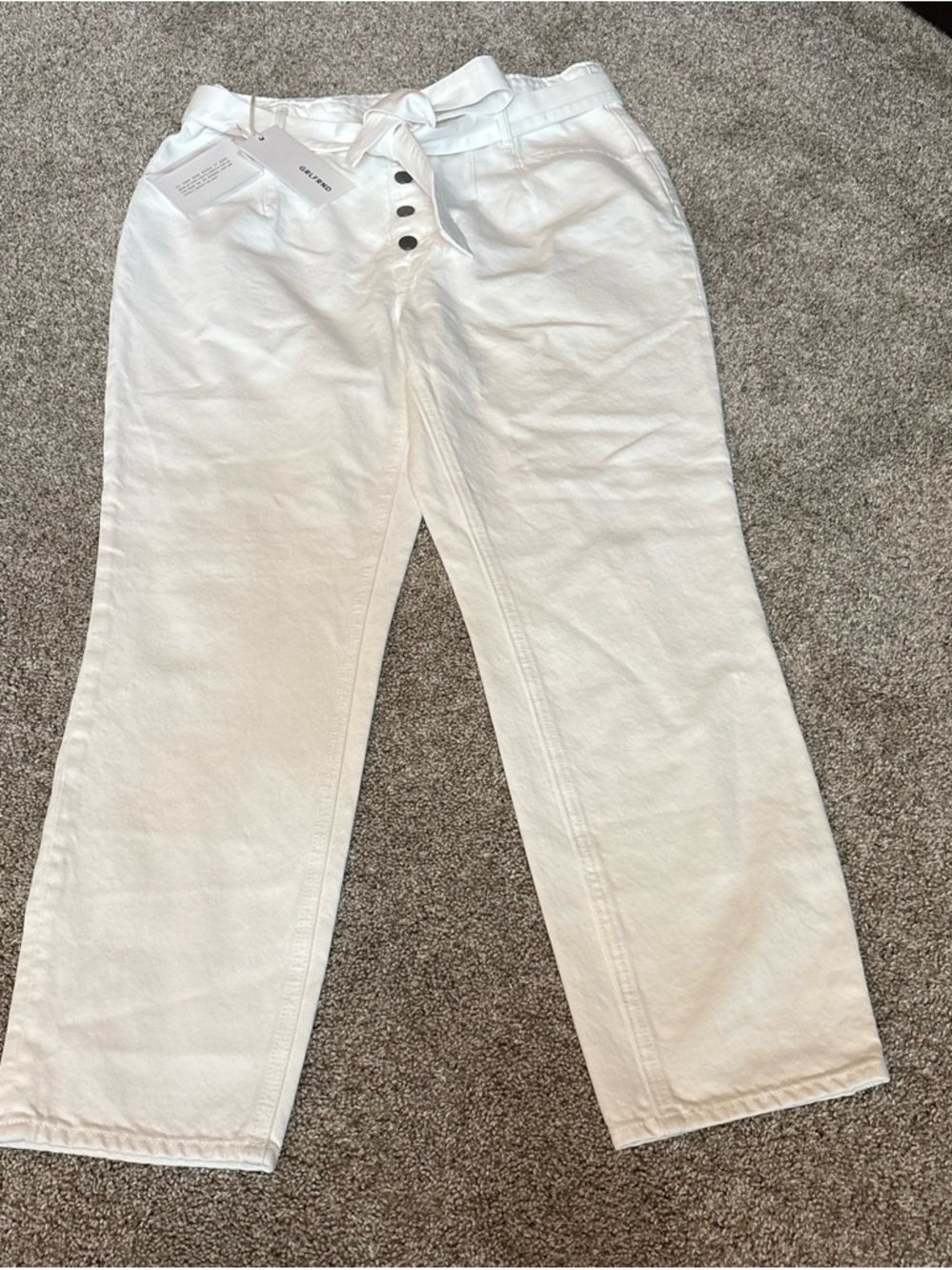 GRLFRND White High-Rise Button Fly Pants